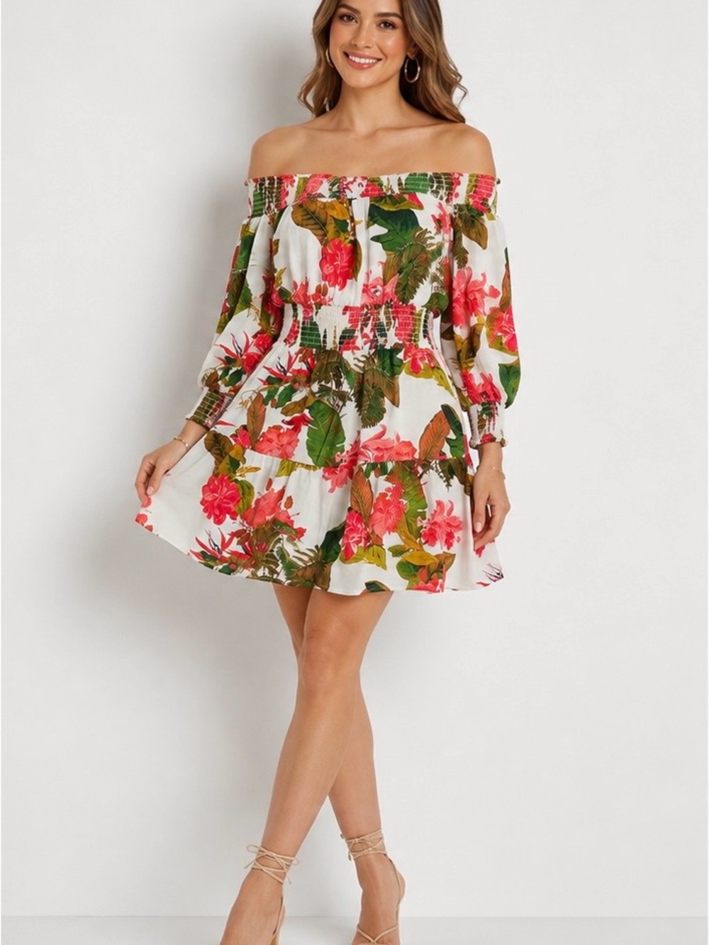 Gianni Bini White One-Shoulder Floral Sundress